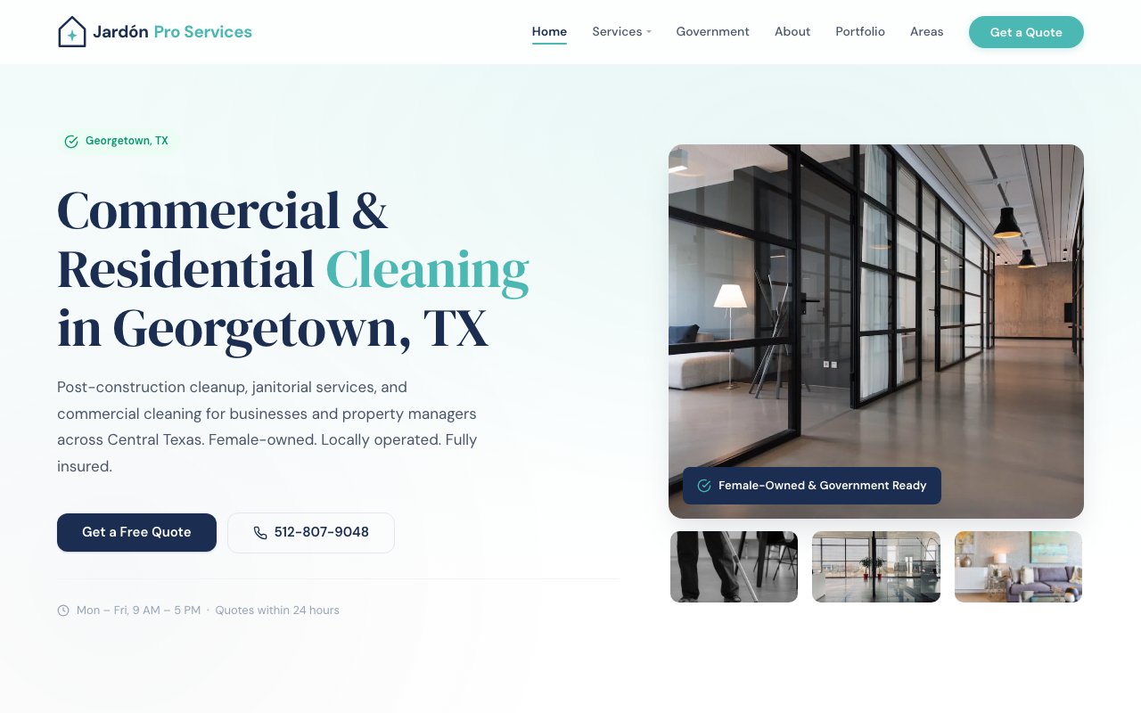 Jardón Pro Services — commercial cleaning company website
