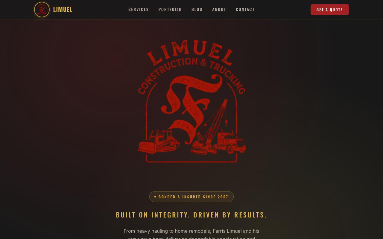 Limuel Trucking & Construction — bold construction brand